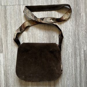 Missoni Brown Suede Chevron Print 1990s Crossbody Bag